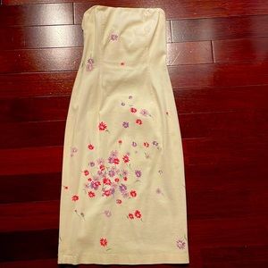 Moschino jeans floral strapless dress Sz 40.